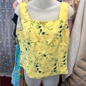 Y2K Rena Rowan Yellow Floral Square-Neck Tank Top